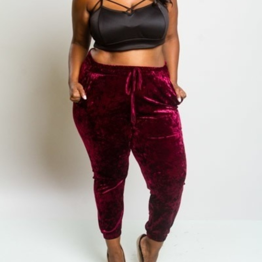 *Host Pick* Velvet Burgundy Plus size Joggers